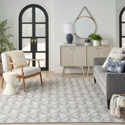 Outdoor Rugs-Kirkland's Home Aloha Ash Botanical Indoor/Outdoor Area Rug, 7X10 Green/White