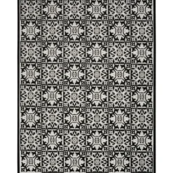 Outdoor Rugs-Kirkland's Home Aloha Black Geometric Indoor/Outdoor Area Rug, 5X7 Black/Gray