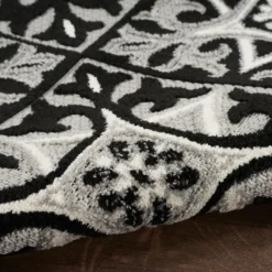 Outdoor Rugs-Kirkland's Home Aloha Black Geometric Indoor/Outdoor Area Rug, 5X7 Black/Gray