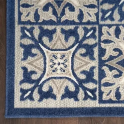 Outdoor Rugs-Kirkland's Home Aloha Blue Geometric Indoor/Outdoor Area Rug, 9X12 Blue/Gray