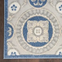 Outdoor Rugs-Kirkland's Home Aloha Blue Medallion Indoor/Outdoor Area Rug, 5X7 Blue/Gray
