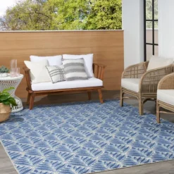 Outdoor Rugs-Kirkland's Home Aloha Botanical Indoor/Outdoor Rug, 5X7 Blue