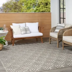 Outdoor Rugs-Kirkland's Home Aloha Botanical Indoor/Outdoor Rug, 3X5 Gray