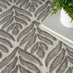 Outdoor Rugs-Kirkland's Home Aloha Botanical Indoor/Outdoor Rug, 9X12 Gray