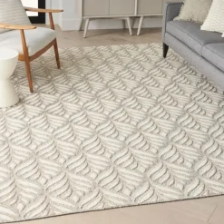 Outdoor Rugs-Kirkland's Home Aloha Ivory Botanical Indoor/Outdoor Area Rug, 3X5 Ivory/Gray