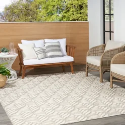 Outdoor Rugs-Kirkland's Home Aloha Ivory Botanical Indoor/Outdoor Area Rug, 6X9 Ivory/Gray
