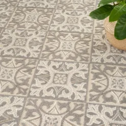 Outdoor Rugs-Kirkland's Home Aloha Ivory Geometric Indoor/Outdoor Rug, 9X12 Ivory/Gray