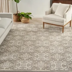 Outdoor Rugs-Kirkland's Home Aloha Ivory Geometric Indoor/Outdoor Area Rug, 5X7 Ivory/Gray