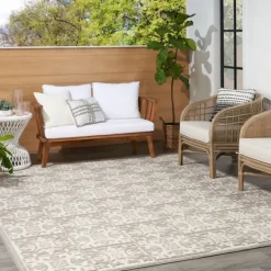 Outdoor Rugs-Kirkland's Home Aloha Ivory Geometric Indoor/Outdoor Rug, 7X10 Ivory/Gray