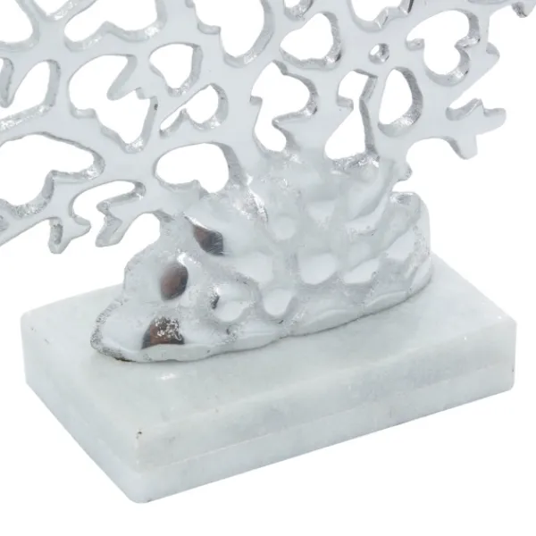 Statues & Figurines-Kirkland's Home Aluminum And Marble Coral Statuary Silver