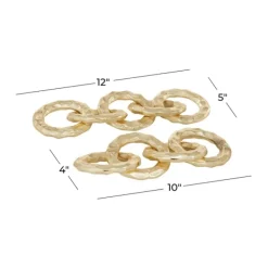 Statues & Figurines-Kirkland's Home Aluminum Chain Link Sculptures, Set Of 2 Gold