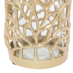 Candle Holders-Kirkland's Home Aluminum Coral Hurricane, 8 In. Gold