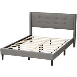Beds & Headboards-Kirkland's Home Amala Button Tufted Queen Bed Frame Gray