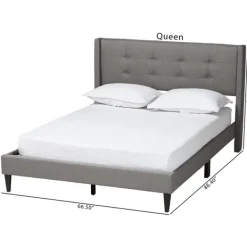 Beds & Headboards-Kirkland's Home Amala Button Tufted Queen Bed Frame Gray