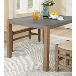 Dining Tables-Kirkland's Home Amber Wood Faux Concrete Top Dining Table Brown