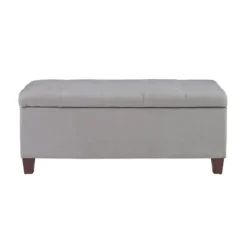 Entryway Furniture-Kirkland's Home Amelia Tufted Shoe Storage Ottoman Bench Gray