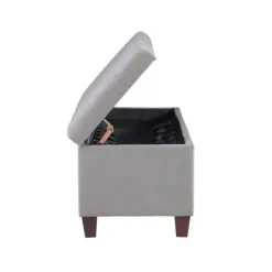 Entryway Furniture-Kirkland's Home Amelia Tufted Shoe Storage Ottoman Bench Gray