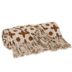 Blankets & Throws-Kirkland's Home And Beige Patterned Fringe Throw Brown