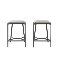Bar Stools & Counter Height Stools-Kirkland's Home And Black Metal Counter Stools, Set Of 2 Gray