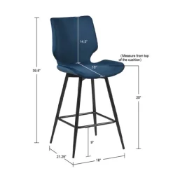 Bar Stools & Counter Height Stools-Kirkland's Home And Black Metal Swivel Counter Stool Blue
