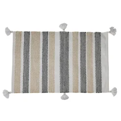 Outdoor Rugs-Kirkland's Home And Black Stripe With Tassel Outdoor Area Rug Tan