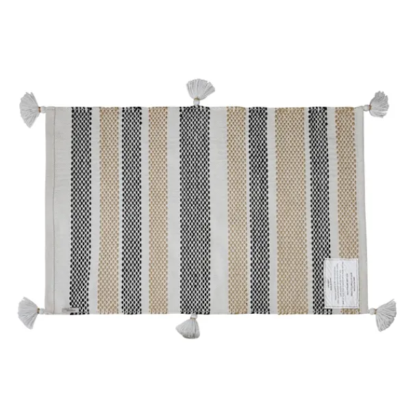 Outdoor Rugs-Kirkland's Home And Black Stripe With Tassel Outdoor Area Rug Tan