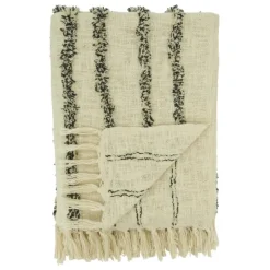 Blankets & Throws-Kirkland's Home And Black Tufted Lines Throw Ivory