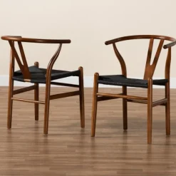 Dining Chairs-Kirkland's Home And Black Wishbone Dining Chairs, Set Of 2 Brown