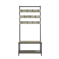 Entryway Furniture-Kirkland's Home And Black Wood Bench Hall Tree Gray