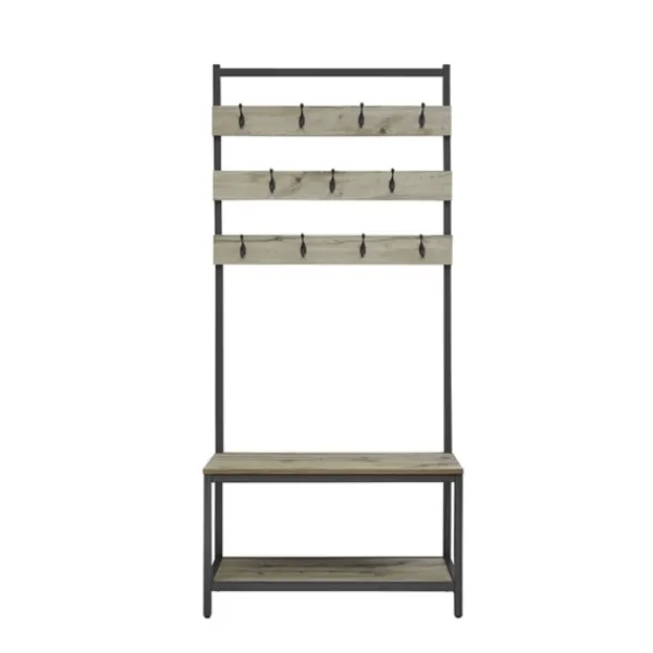Entryway Furniture-Kirkland's Home And Black Wood Bench Hall Tree Gray