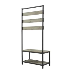 Entryway Furniture-Kirkland's Home And Black Wood Bench Hall Tree Gray