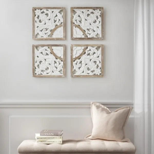 Wall Plaques-Kirkland's Home And Brown 4-Pc. Medallion Plaque White