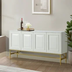 Cabinets & Sideboards-Kirkland's Home And Gold 4-Door Sideboard White