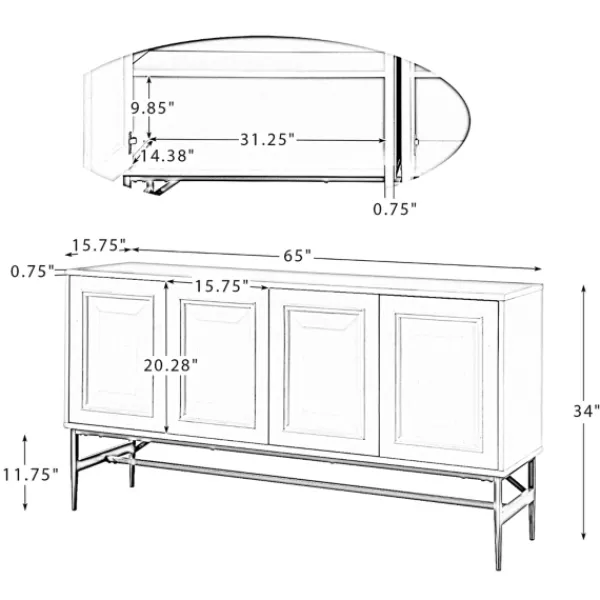 Cabinets & Sideboards-Kirkland's Home And Gold 4-Door Sideboard White