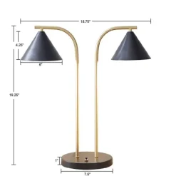Table Lamps-Kirkland's Home And Gold Double Shade Table Lamp Black