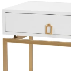 Nightstands-Kirkland's Home And Gold 1-Drawer Nightstand White