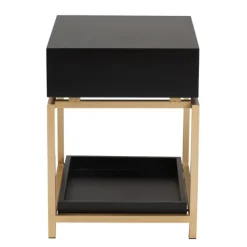 Nightstands-Kirkland's Home And Gold 1-Drawer Nightstand Black
