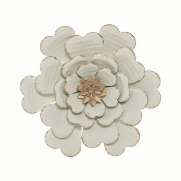 Wall Plaques-Kirkland's Home And Gold Metal Flower Large Wall Plaque White