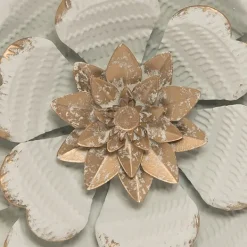 Wall Plaques-Kirkland's Home And Gold Metal Flower Large Wall Plaque White