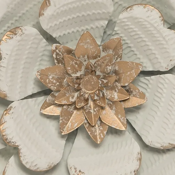 Wall Plaques-Kirkland's Home And Gold Metal Flower Large Wall Plaque White