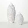 Vases-Kirkland's Home And Gold Ribbed Mod Vases, Set Of 2 White