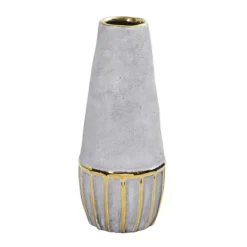 Vases-Kirkland's Home And Gold Rustic Decorative Vase, 10 In. Gray