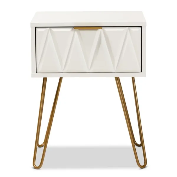 Accent & End Tables-Kirkland's Home And Gold Single Drawer Accent Table White