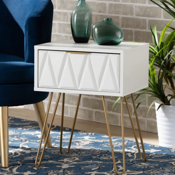 Accent & End Tables-Kirkland's Home And Gold Single Drawer Accent Table White