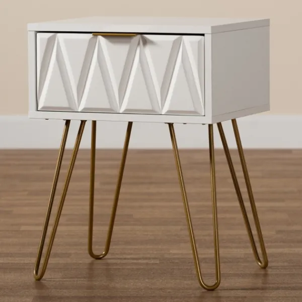 Accent & End Tables-Kirkland's Home And Gold Single Drawer Accent Table White
