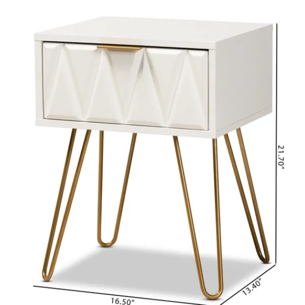 Accent & End Tables-Kirkland's Home And Gold Single Drawer Accent Table White