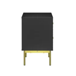 Nightstands-Kirkland's Home And Gold Wave Nightstand Black