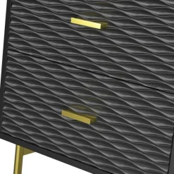 Nightstands-Kirkland's Home And Gold Wave Nightstand Black
