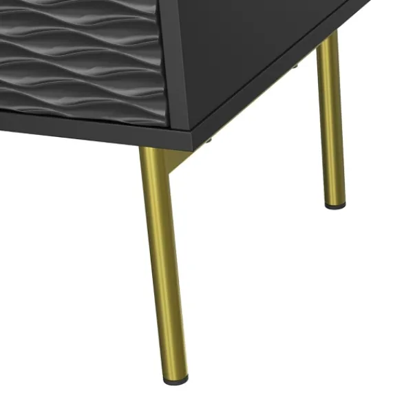 Nightstands-Kirkland's Home And Gold Wave Nightstand Black