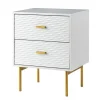 Nightstands-Kirkland's Home And Gold Wave Nightstand White